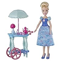 Disney Princess Cinderella's Tea Trolley Playset with Cinderella Doll, Trolley, Tea Cups, Tea Pot, Toy for Girls 3 and Up