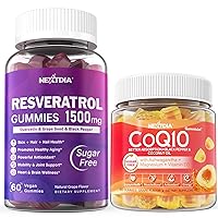 Sugar Free Resveratrol Gummies 1500mg + CoQ10 200mg 100mg Filled Gummies with Magnesium Support Healthy Aging & Longevity