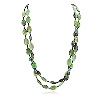 $450Tag 2 Strand Certified Silver Navajo Natural Green Native Necklace 15297-28 Made by Loma Siiva