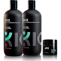 Men’s Shampoo + Conditioner + Medium Hold Forming Cream- Men’s Basics Bundle by Kick: Itchy Scalp Styling for Dandruff & Thinning Hair - High Performance Anti-Dandruff, Anti-Hair Loss System for Men