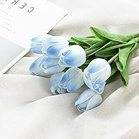 10 Pcs Blue Tulips Artificial Flowers Real Touch Fake Tulips Fake Flowers  for Decoration 13.5 Faux Tulips Faux Flowers Bulk Artificial Tulips  Flowers