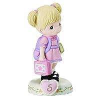 Precious Moments Growing in Grace Age 5 | Blonde Girl Bisque Porcelain Figurine | Birthday Gift | Birthday Collection | Room Decor & Gifts | Hand-Painted