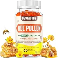 1000mg Bee Pollen, 200mg Royal Jelly,200mg Bee Propolis and 120mg Vitamin C for Immune Support, Antioxidant Properties, 60 Non-GMO Vegetarian Gummies (60 Count)