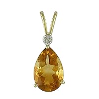 Citrine Natural Gemstone Pear Shape Pendant 10K, 14K, 18K Yellow Gold Engagement Jewelry