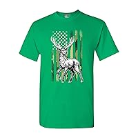 Deer Hunt American Flag Patriotic United States Support DT Adult T-Shirt Tee (X Large, Irish Green)