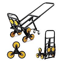 Stair Climber Hand Truck, 330 lb Capacity Foldable Cart with Telescopic Handle and Rubber Wheels,Stair Climbing Dolly Stair Climbing Cart Dolly Cart Hand Truck Grocery Cart On Wheels for Stairs