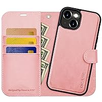 OCASE for iPhone 15 Detachable Wallet Case with Card Holder, [2 in 1] PU Leather Flip Folio Case with RFID Blocking Magnetic Stand Shockproof Phone Cover for iPhone 15 6.1 Inch, Pink