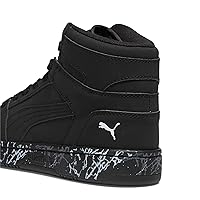 PUMA Rebound Layup Mid Sneaker, Black Black, 4 US Unisex Big Kid
