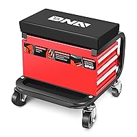 DNA MOTORING 3-Drawer Rolling Mechanic Seat Garage Shop Roller Stool with Tray and Storage Slots, 242lbs / 110kg Weight Capacity,TOOLS-00142