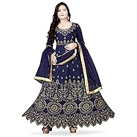 Jessica-Stuff Women Embroidered Cotton Silk Semi Stitched Anarkali. Wedding Dress (1178)