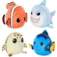Disney100 Finding Nemo Cuutopia 4 Plush Toys, 5 Inch Plush Pillow Dolls of Nemo, Dory, Squirt & Bruce