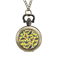 Skull Moths and Butterflies Pocket Watch with Chain Vintage Pocket Watches Pendant Necklace Birthday Xmas