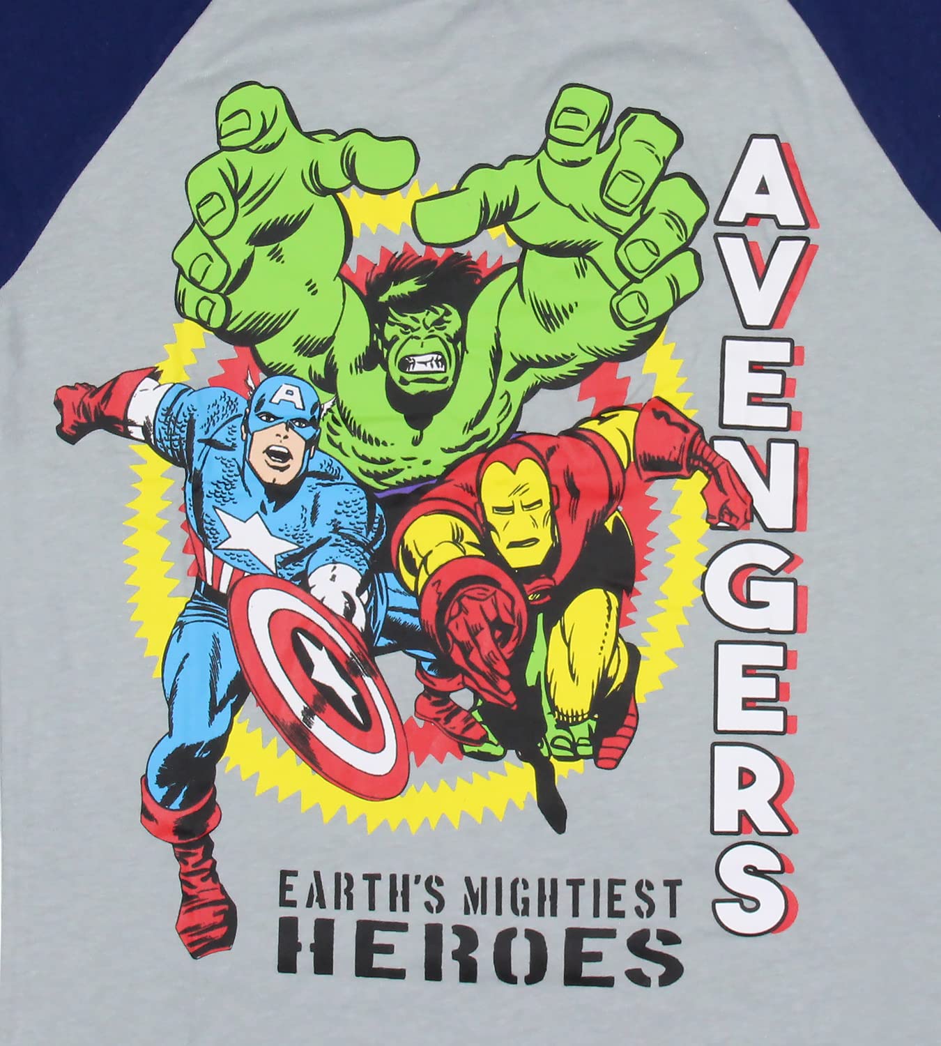 Marvel Avengers Boys' Hulk Iron Man Captain America Superhero Jersey Double Striped T-Shirt Tee