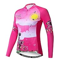Women Cycling Jersey Long Sleeve Flowers Shirt Team Bike Clothing