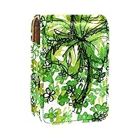 Painting Lucky Green Clover St. Patrick's Day Makeup Lipstick Case with Mirror for Purse| Cosmetic Pouch With Mirror