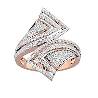 Certified 18K Gold Ring in Round Cut Natural Diamond (0.91 ct) with White/Yellow/Rose Gold Wedding Ring for Women