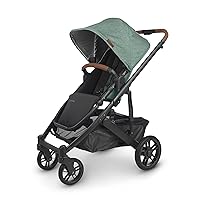 UPPAbaby Cruz V2 Stroller/Full-Featured Stroller with Travel System Capabilities/Toddler Seat, Bumper Bar, Bug Shield, Rain Shield Included/Gwen (Green Mélange/Carbon Frame/Saddle Leather)