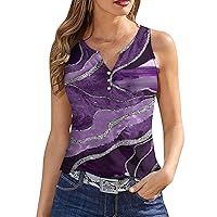 Crop Tops for Women 2024 Summer Henley Vneck Button Down Sleeveless Tanks Graphic Printed Y2K Tees