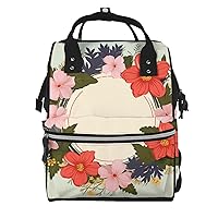Flat Circle Floral Spring Wreath Print Diaper Bag Multifunction Laptop Backpack Travel Daypacks Large Nappy Bag