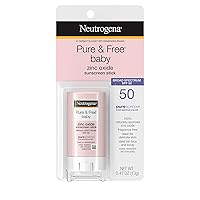 Pure & Free Baby Mineral Sunscreen Stick with Broad Spectrum SPF 50 & Zinc Oxide, Water-Resistant, Hypoallergenic, Paraben-, Dye- & PABA-Free Baby Face & Body Sunscreen, 0.47 oz