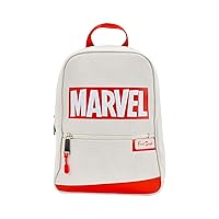 Fred Segal Marvel Logo Mini Backpack, Small Travel Bag Purse for Men and Women, White, 13 Inch