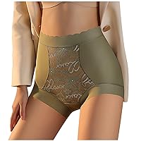 Oplxuo Sexy Underwear for Womens Seamless High Waist Underwear Sheer Lace Cheeky Panties No Show Bikini Panty Soft Hipster