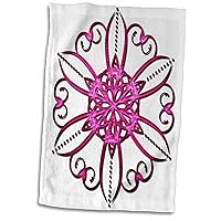 3dRose Bright Pink Jeweled Effect Ornamental Flower - Towels (twl-235949-1)