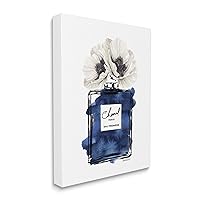 Stupell Industries Deep Blue Fashion Fragrance Bottle Glam Florals, Designed by Amanda Greenwood Canvas Wall Art, 16 x 20, Off- White