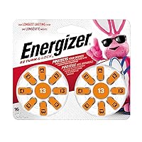 Energizer Size 13 Hearing Aid Batteries, Orange Tab Hearing Aid Batteries Size 13, 16 Count