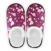 Fuzzy Spa Slippers Valentines Day Doodle Pink Hearts Purple For Girls Memory Foam House Slippers Plush Fleece Indoor Outdoor Slipper