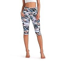 ODODOS Women's High Waisted Yoga Capris with Pockets, Tummy Control Non See Through Workout Athletic Running Capri Leggings