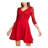 B. Darlin Womens Juniors Lace Short Cocktail and Party Dress Red 1/2