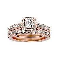 Certified 18K Gold Dual Ring in Princess Cut Moissanie Diamond (0.4 ct) Round Cut Natural Diamond (0.97 ct) With White/Yellow/Rose Gold Engagement Ring For Women
