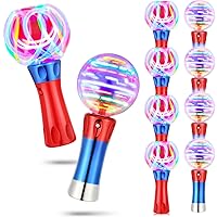 10 Pieces Light up Toys Spinner Wands LED Flashing Magic Ball Toys Glow LED Spinner Wands Fun LED Spin Sensory Toys for Boys Girls Birthday Game Party Favor Carnival Prize