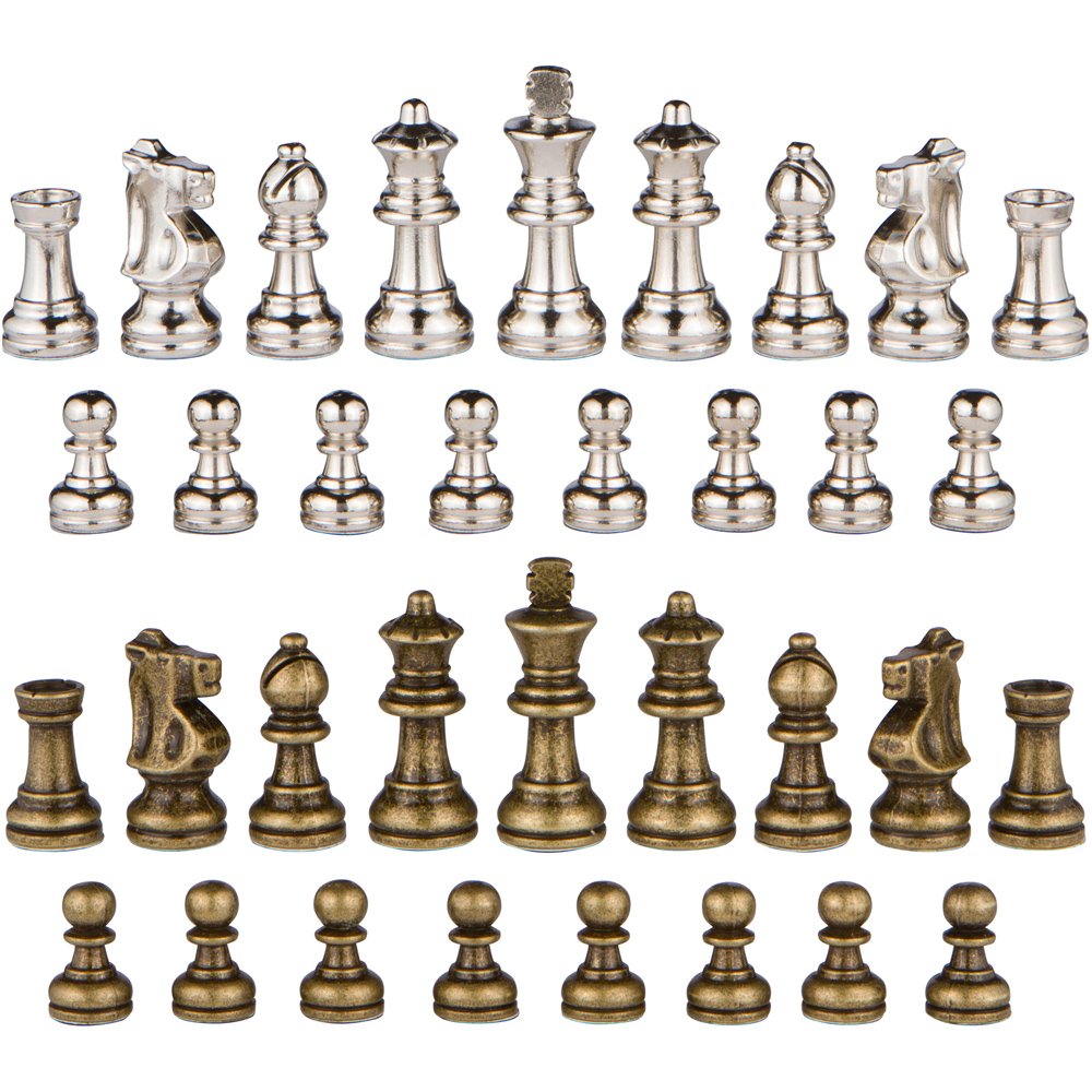 Odysseus Metal Weighted Chess Pieces with 2.5 Inch King and Extra Queens, Pieces Only, No Board