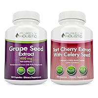 Purely Holistic Grape Seed Extract 400mg + Tart Cherry Extract and Celery Seed Bundle - 430 Vegan Capsules - Made in USA