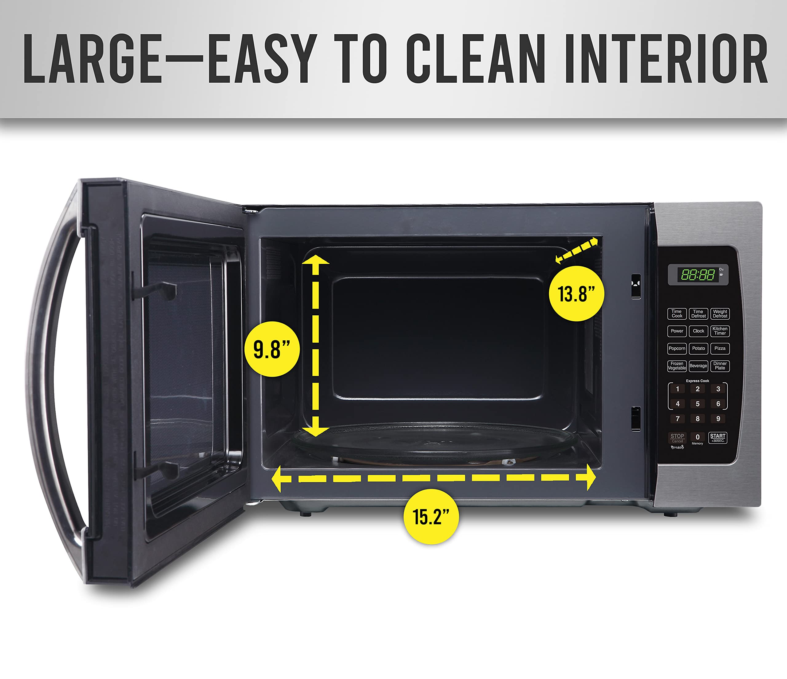 Farberware Countertop Microwave 1000 Watts, 1.3 cu ft - Microwave Oven With LED Lighting and Child Lock - Perfect for Apartments and Dorms - Easy Clean Stainless Steel