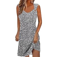 2024 V-Neck Dress Loose Sleeveless Outdoor Beach Ladies Mini Sling Dress Weekend Summer Print Trendy Dresses