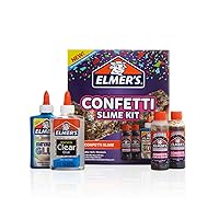 Elmer’s Confetti Slime Kit, Slime Supplies Include Metallic Glue, Clear Glue, Confetti Magical Liquid Slime Activator, 4 Count