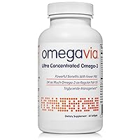 OmegaVia Ultra Concentrated Omega 3 Fish Oil, 60 Burpless Pills, High Potency – 1105 mg Omega 3 per Pill, 3X More Omegas Than Regular Fish Oil Supplements, Triglyceride Form, High EPA w/ DHA & DPA