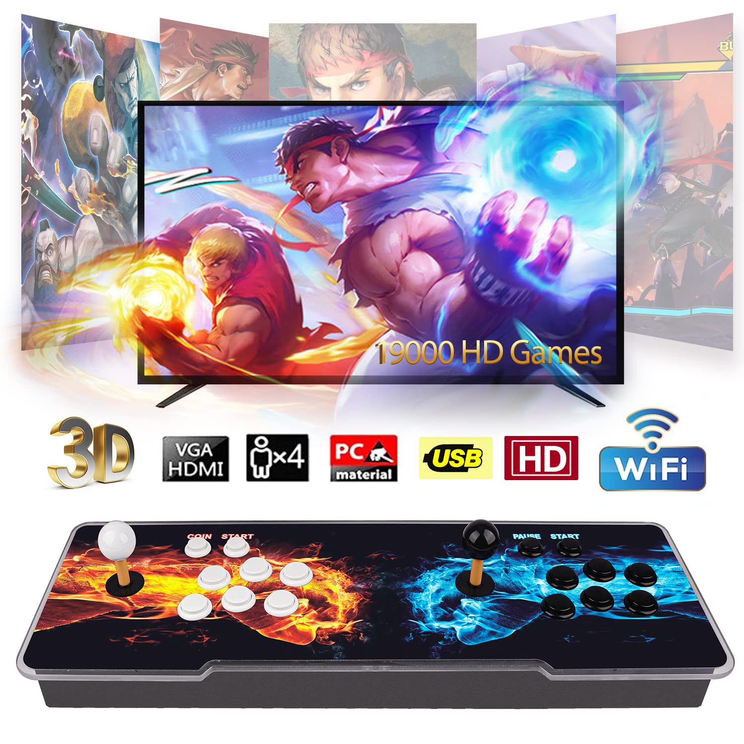 【19000 Games in 1】 3D+ Games- Support 3D Games,  1280x720,Search/Save/Hide/Pause Games, Favorite List, 4 Players Online Game