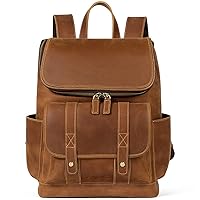 BOSTANTEN Genuine Leather Wallets for Men ＆ Leather Backpack for Men 15.6 inch Laptop Backpack School Shoulder Bag