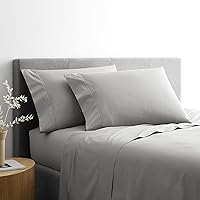Clean Essentials Antimicrobial Cotton Blend Sheet Set, Gray, Full,White