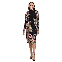 Maggy London Women's Mock Neck Midi Dress with Ruching