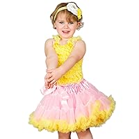 Easter Yellow Ruffle Shirt Pettiskirt Light Pink Girl Clothing Outfit Set 1-8y