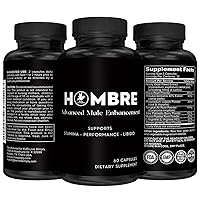 Hombre Male Enhancing Supplement – Add 2 in 60 Days With Our Enlargement Pills for Men Muscle Growth – Increase Size, Strength, Stamina – Endurance, Performance, Energy Booster - 60 Capsules