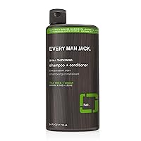 Every Man Jack 2-in-1 Tea Tree + Cedar Shampoo + Conditioner - Thicken, Cleanse, and Hydrate Hair with Coconut, Aloe, Tea Tree Oil - Notes of Fresh Cedar - Naturally Derived and No Harmful Chemicals - 24oz -1 Bottle