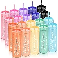 Thank You Teacher Gifts Employee Appreciation Gifts Graduation Gift 16 oz Inspirational Skinny Tumblers Bulk with Lid and Straw for Nurse Teacher Coworker Women Staff Team(Light Color, 20 Set)