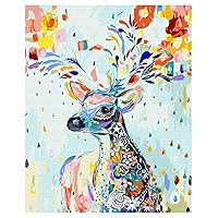 Paint by Numbers Set Colorful Deer 40x50 - Paint by Numbers Kit, Auto Painting for Art Lovers, Children and Adults, DIY Crafts