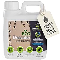 HouseProud Concentrated Limescale Remover Descaler Liquid, 1L Makes 10.5L – Food Grade Descaler for Steam Appliances - Works on Steam Sterilisers, Kettles, Coffee Machines, Steam Irons and Mops,